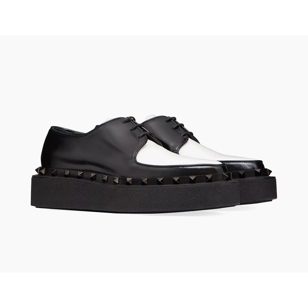 Valentino Garavani Rockstud M-Way Derby Black Leather Shoes EU 38.5 - Picture 2 of 16